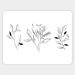 Black And White Minimalist Scandinavian Plant Design Sticker